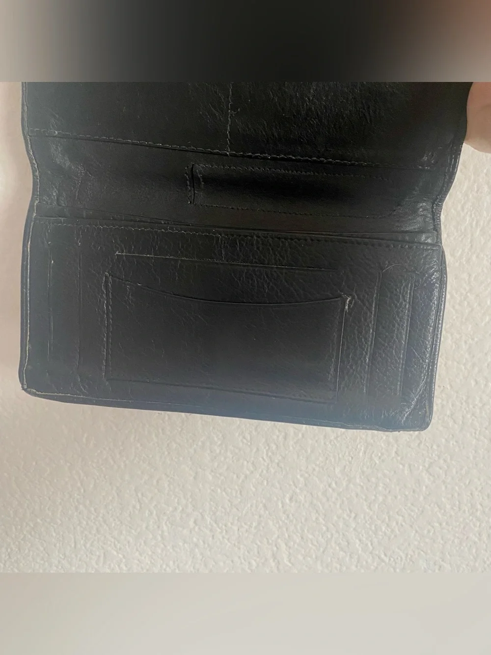 Black Leather Wallet with Feather & Bear Artwork